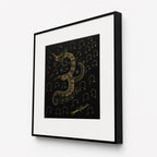 Side angle of black metal frame showing depth on Om Shree Namah wall art
