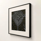 Side angle of black metal frame showing depth on Tree of Life wall art
