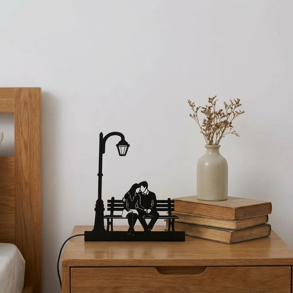 Streetlamp Lovers Light bedside table romantic decor lamp with books and vase