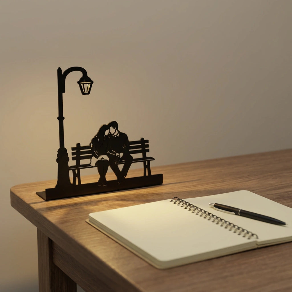 Streetlamp Lovers Light desk decor couple silhouette lamp with notebook