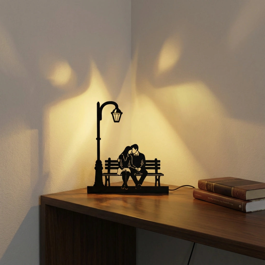 Streetlamp Lovers Light warm glow effect casting romantic shadows on wall