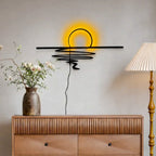 Sunset Metal Wall Art with LED Backlit an day view