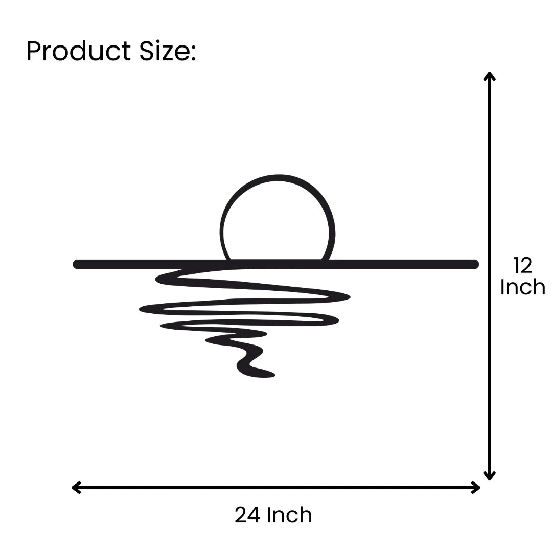 Sunset reflection metal wall art size chart 24x12 inch