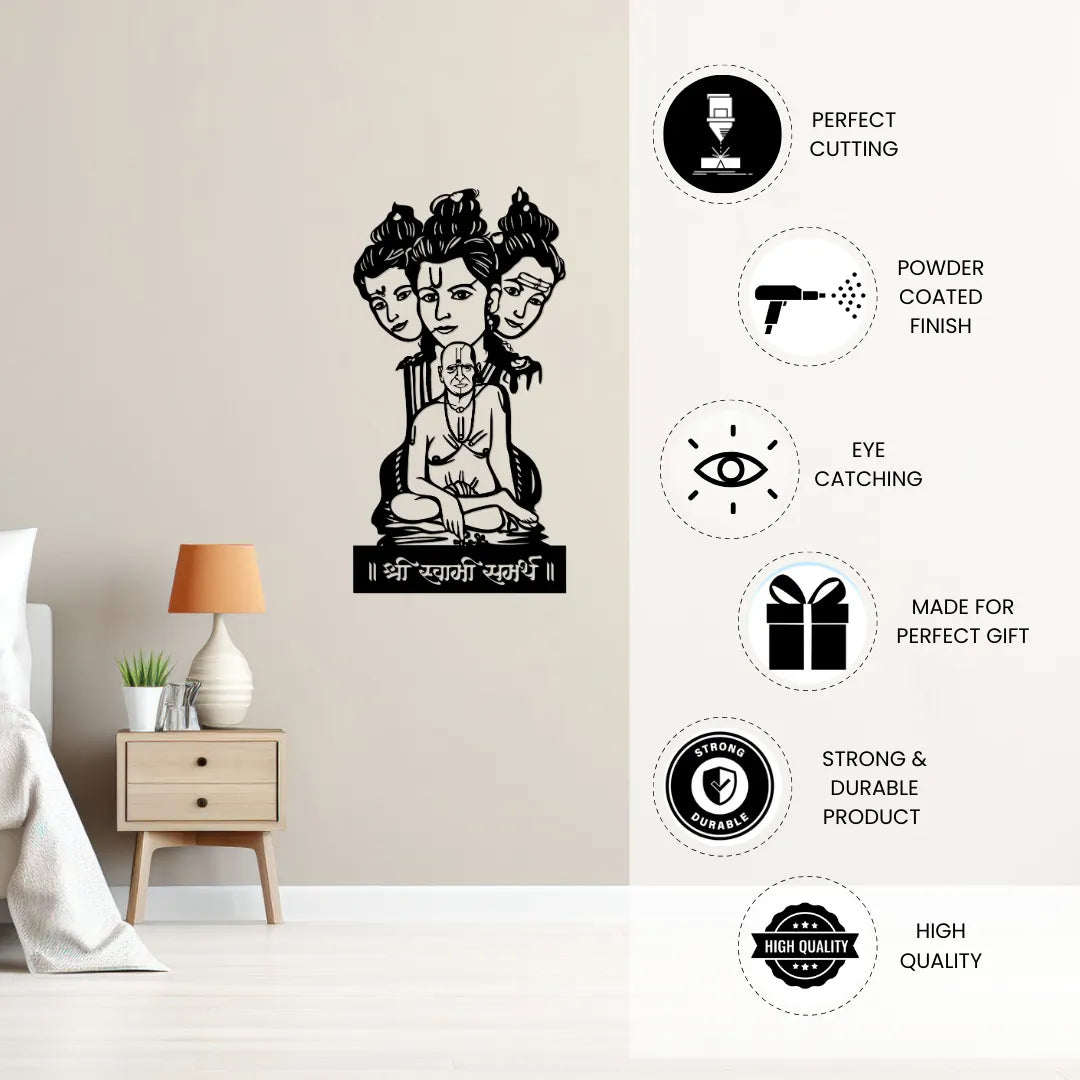Swami Samarth Wall Metal Art back hanging hook closeup