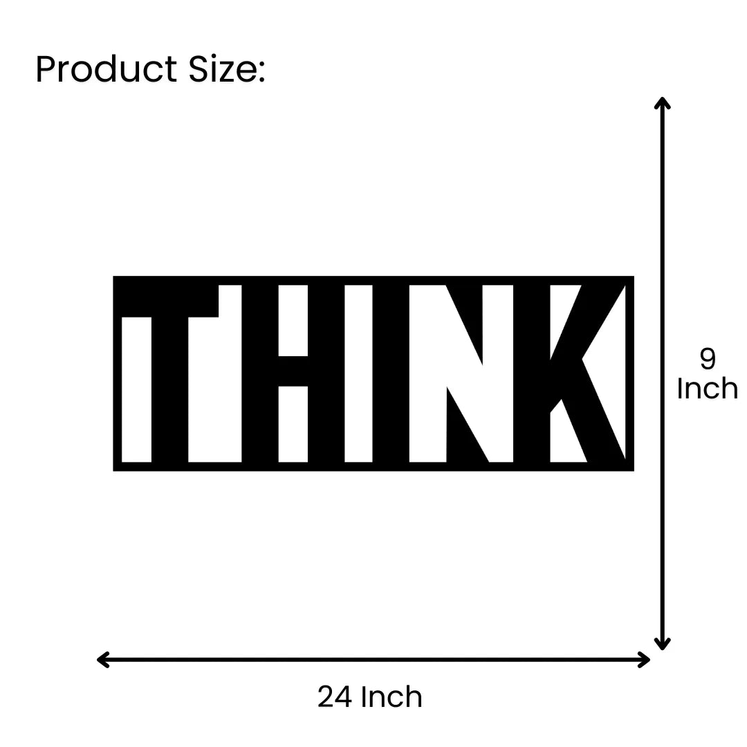 THINK Metal Wall Art 24 inch x 9 inch size guide