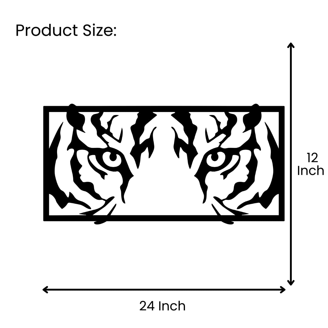 Tiger Eyes Metal Wall Art 24 inch x 12 inch size guide