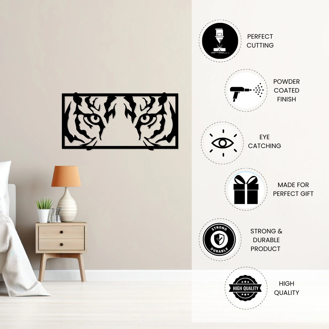 Tiger Eyes Metal Wall Art powder coated finish features