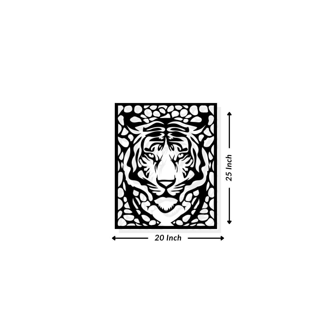 Artrooms Tiger Wall Art - Wall Decoration | Wall Hanging (20x25 inch) | Black Matte Finish