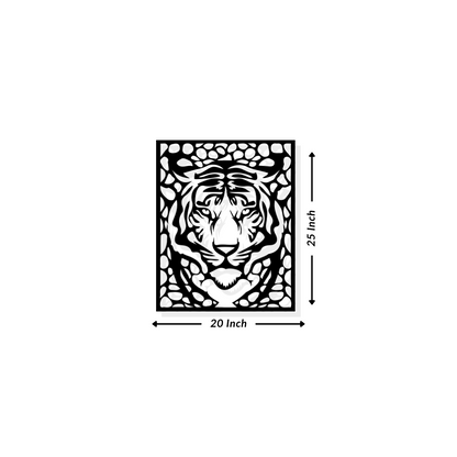 Artrooms Tiger Wall Art - Wall Decoration | Wall Hanging (20x25 inch) | Black Matte Finish