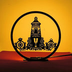Tirupati Balaji Table Lamp glowing warm LED light on table, front view
