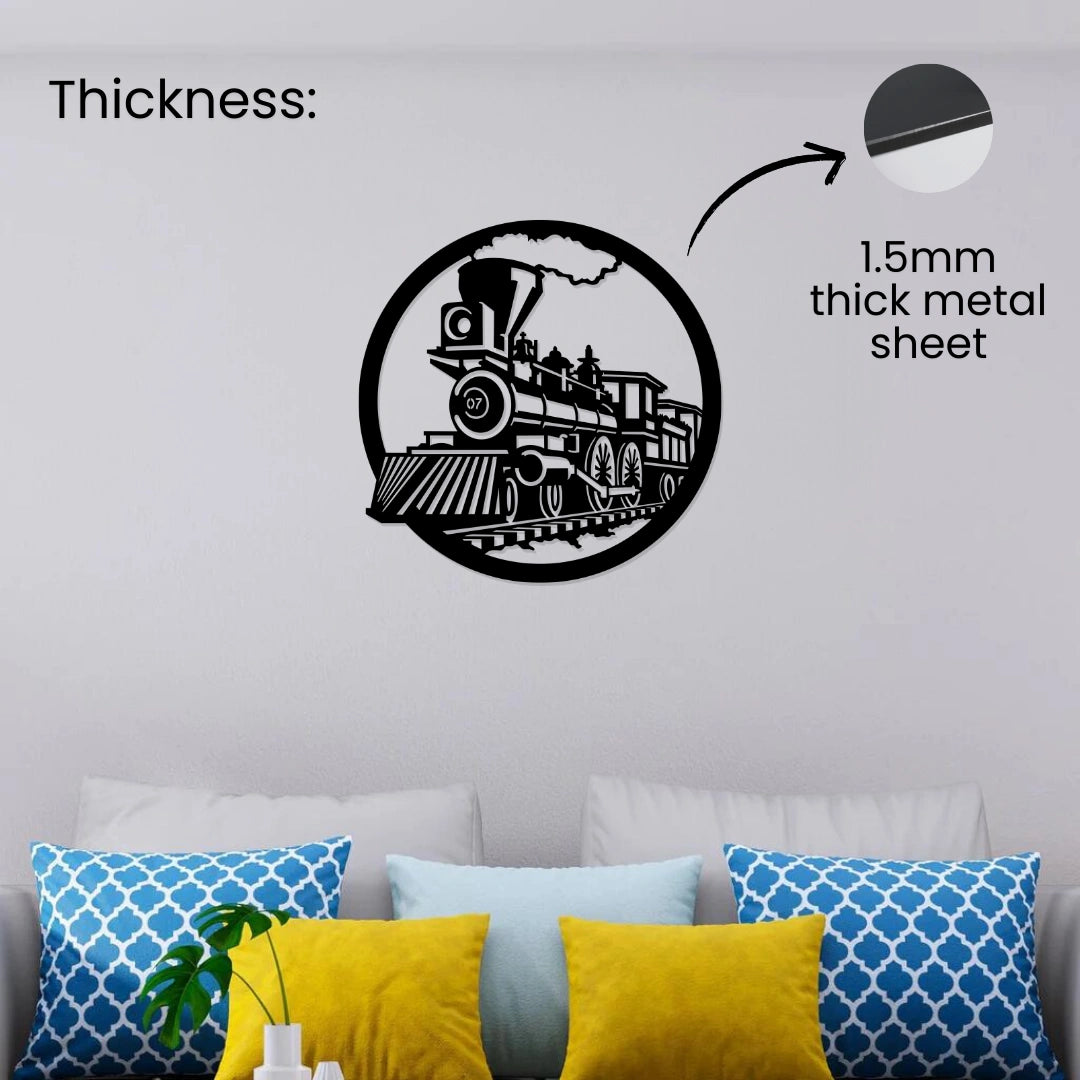 Train Metal Wall Art 1.5mm thick metal sheet home look