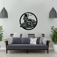 Steam Train Metal Wall Art - Wall Decoration | Wall Hanging (24x24 inch) | Black Matte Finish