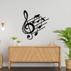 Treble clef music notes metal wall art black matte finish wall decoration in living room