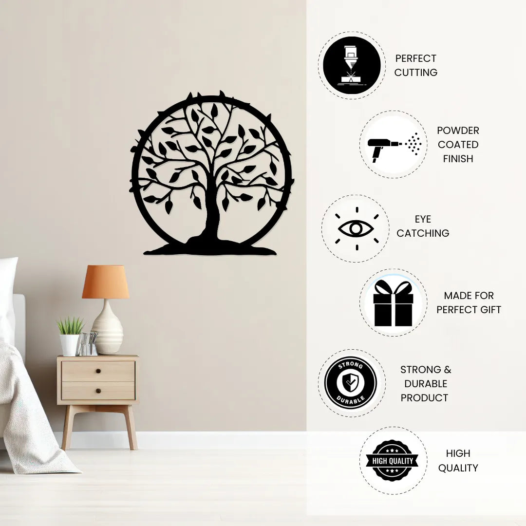 Tree of life metal wall art features powder coated and durable