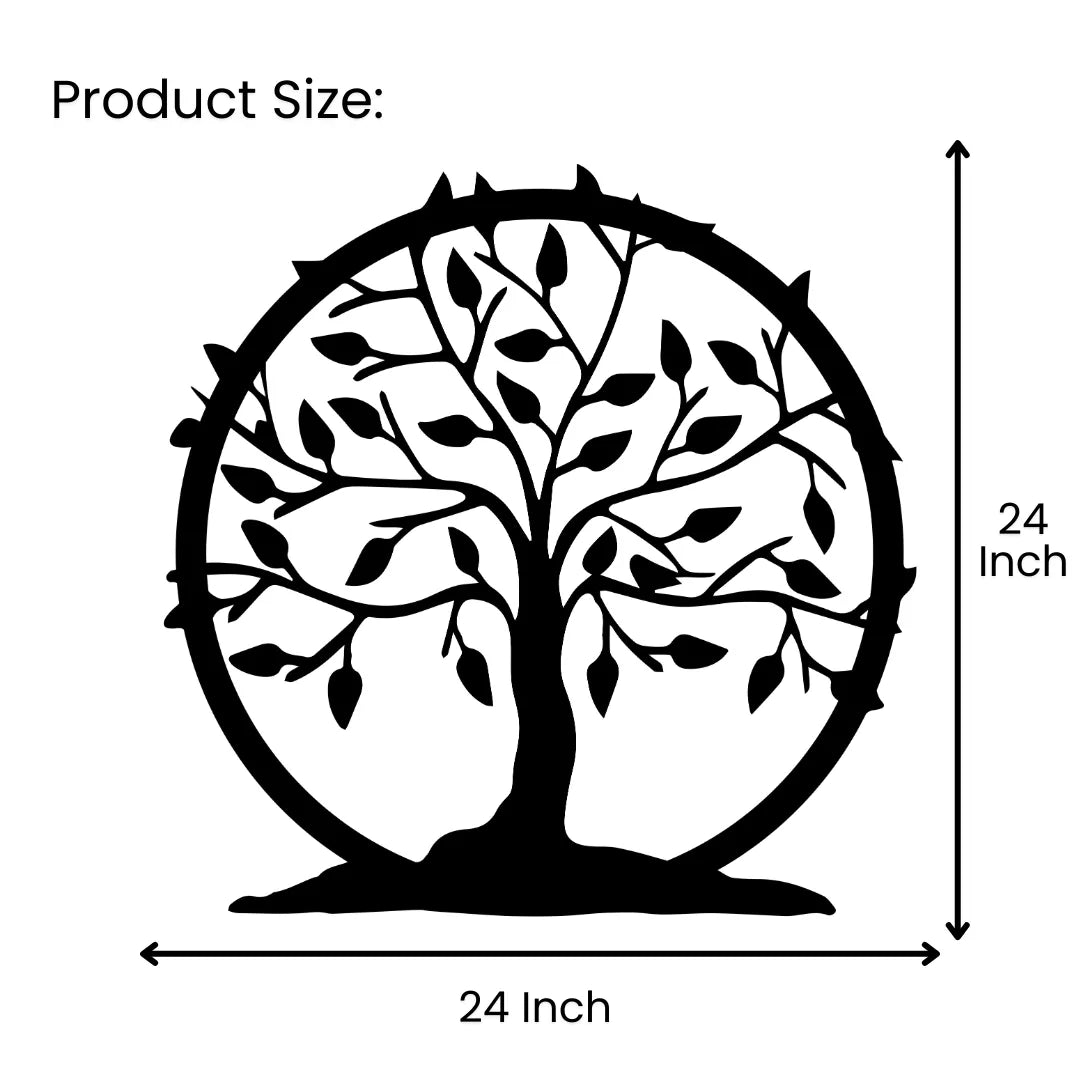 Tree of life metal wall art size chart 24x24 inch