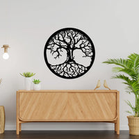 Artrooms Tree Metal Wall Art - Wall Decoration | Wall Hanging (24x24 inch) | Black Matte Finish