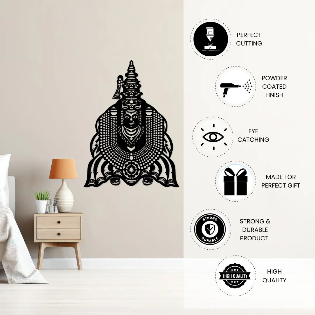 Tulja Bhavani Metal Wall Art - powder coated finish features