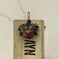 Brass Floral Bookmark – Black & Red Enamel Handmade Bookmark