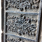 Vintage Wooden Printing Block – Stacked Floral Panel Column