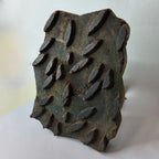 Vintage Hand-Carved Wooden Printing Block – Staggered Rice Grain Grid