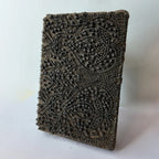 Vintage Indian Brass-Pin Wooden Printing Block – Dense Cross Stitch Texture
