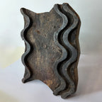 Vintage Hand-Carved Wooden Printing Block – Wavy Ribbon Groove