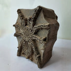 Vintage Wooden Printing Block – Chain-Link Spider Motif
