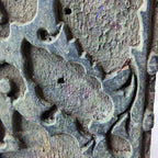 Vintage Hand-Carved Wooden Printing Block – Abstract Open Floral Carving