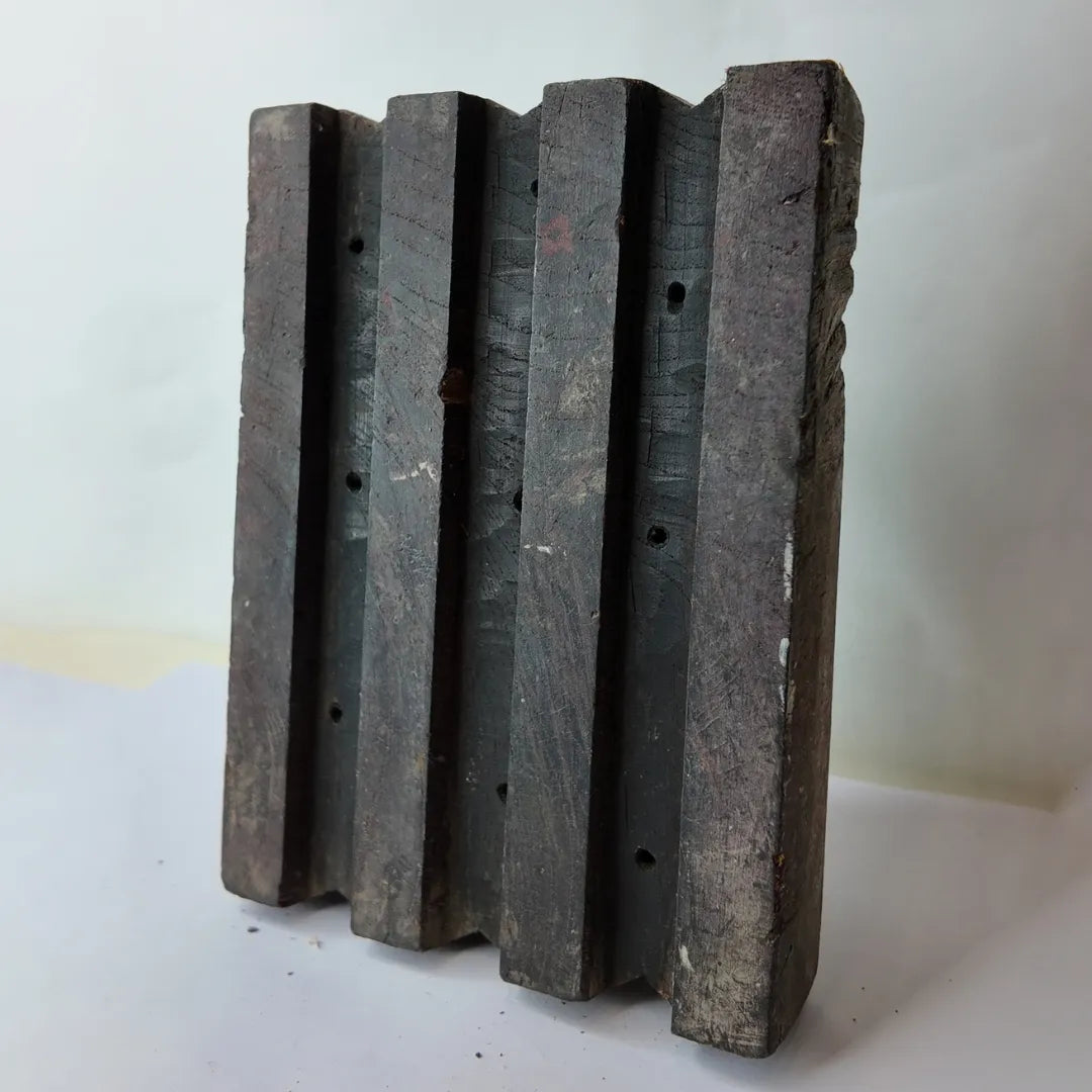 Vintage Hand-Carved Wooden Printing Block – Fluted Groove Column