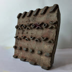 Vintage Hand-Carved Wooden Printing Block – Mixed Motif Pigment Border