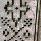 Vintage Hand-Carved Wooden Printing Block – Pixelated Diamond Cross Panel