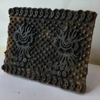Vintage Hand-Carved Wooden Printing Block – Twin Flame Medallion Paisley Border