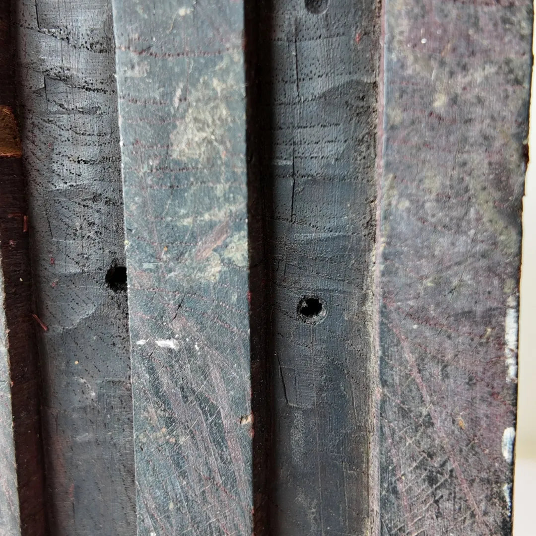 Vintage Hand-Carved Wooden Printing Block – Fluted Groove Column