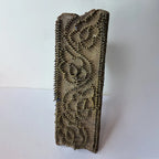 Vintage Indian Brass-Pin Wooden Printing Block – Nailhead Paisley Vine Border