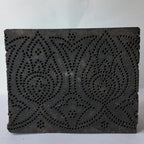 Vintage Hand-Carved Wooden Printing Block – Pinhole Rose Medallion