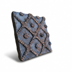 Vintage Hand-Carved Wooden Printing Block – Diamond Trellis Design
