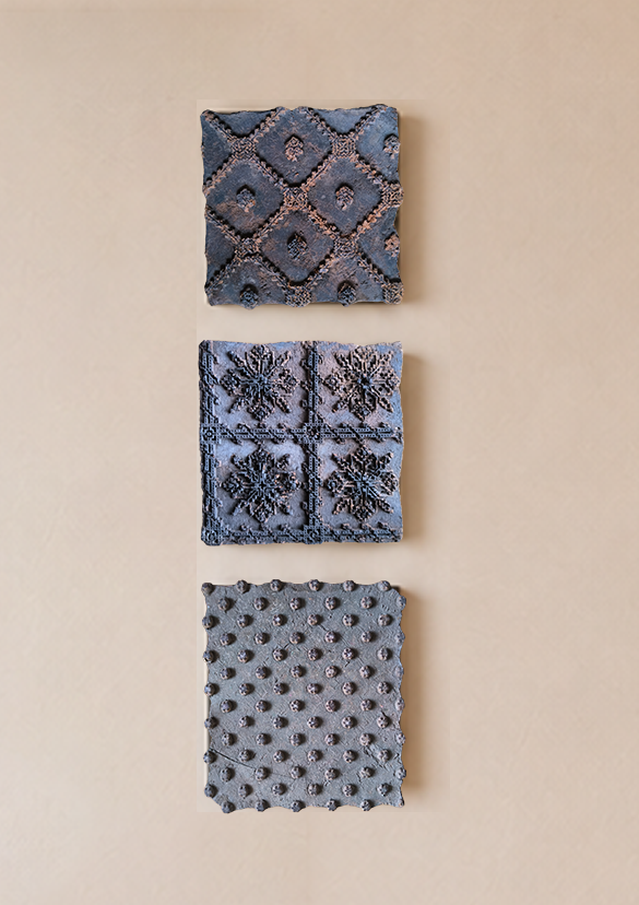 Wooden Printing Blocks Set of 3 – Antique Hand-Carved Designs