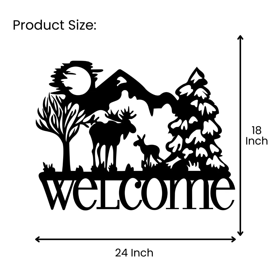 Welcome Metal Wall Art 24 inch x 18 inch size guide
