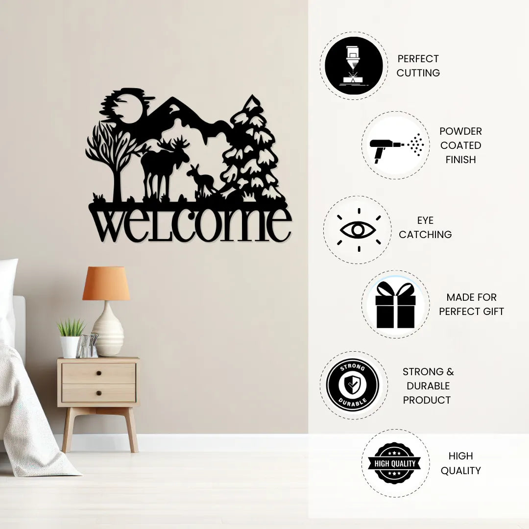 Welcome Metal Wall Art powder coated finish details