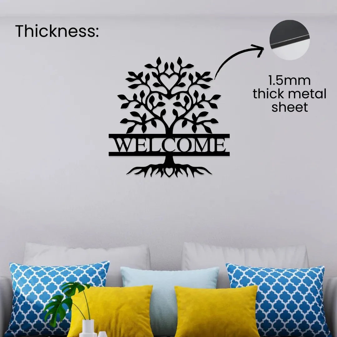 Welcome tree metal wall art 1.5mm thick metal sheet