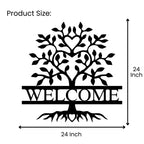 Welcome tree welcome sign metal wall art size chart 24x24 inch