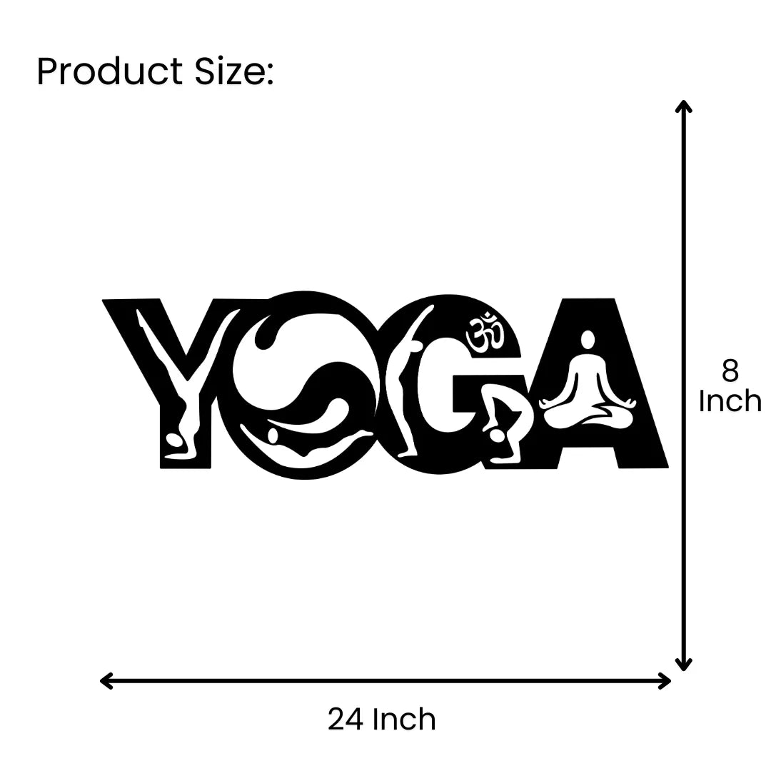Yoga Metal Wall Art 24 inch x 8 inch size guide