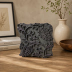 Vintage Wooden Block Print Stamp - Rope Wreath Medallion Carving