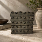 Vintage Hand-Carved Wooden Printing Block – Banded Trefoil Rows