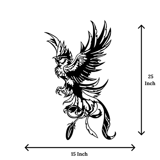 Artrooms Bird Metal Wall Art - Wall Decoration | Wall Hanging (15x25 inch) | Black Matte Finish