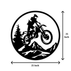 Artrooms  Bike Rider Metal Wall Art - Wall Decoration | Wall Hanging (25x25 inch) | Black Matte Finish