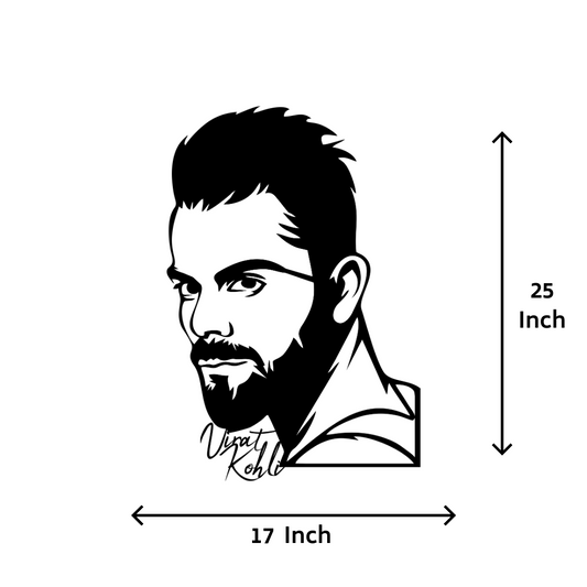 Artrooms Virat Kohli Metal Wall Art - Wall Decoration | Wall Hanging (17x25 inch) | Black Matte Finish