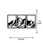 Artrooms Mountain Metal Wall Art - Wall Decoration | Wall Hanging (50x25 inch) | Black Matte Finish