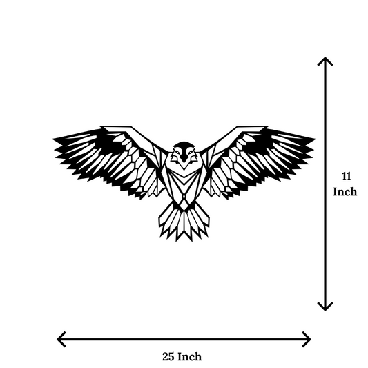 Artrooms Eagle Metal Wall Art - Wall Decoration | Wall Hanging (25x11 inch) | Black Matte Finish