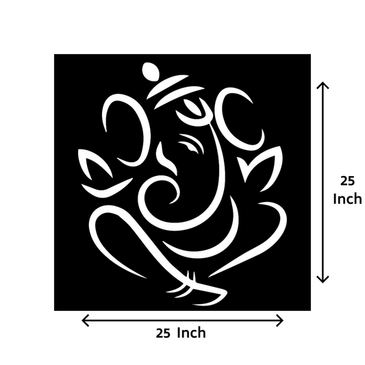 Artrooms Ganpati Metal Wall Art - Wall Decoration | Wall Hanging (25x25 inch) | Black Matte Finish